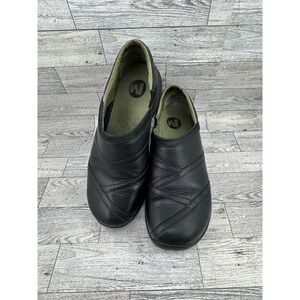 Merrell Primo‎ Patch Black Leather Slip On Clogs Women's Size 10